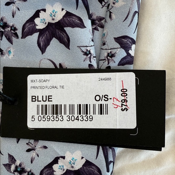 Ted Baker London Floral Tie in Light Blue and Dark Purple - Picture 2 of 3
